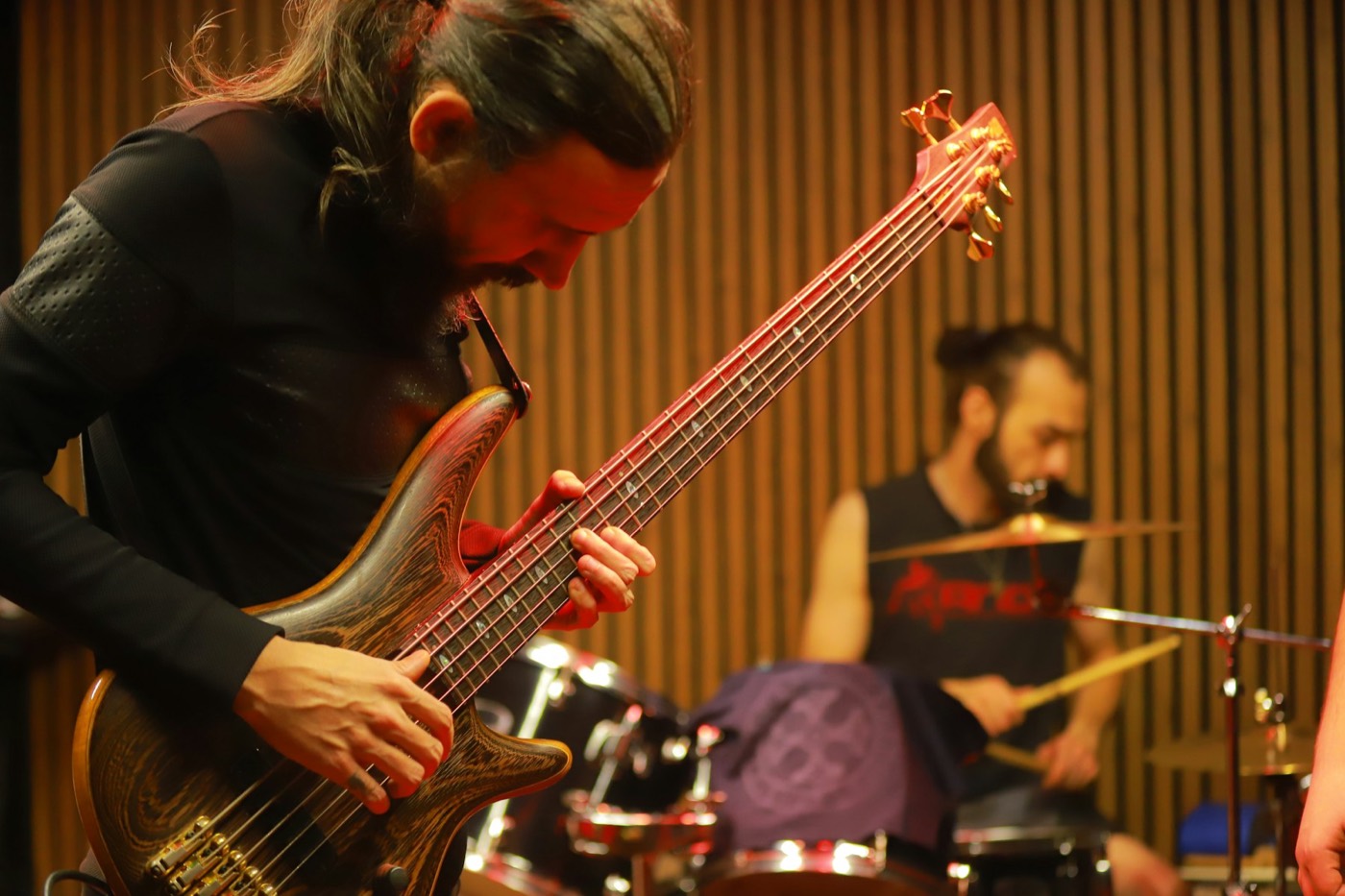 Musicians playing instruments together